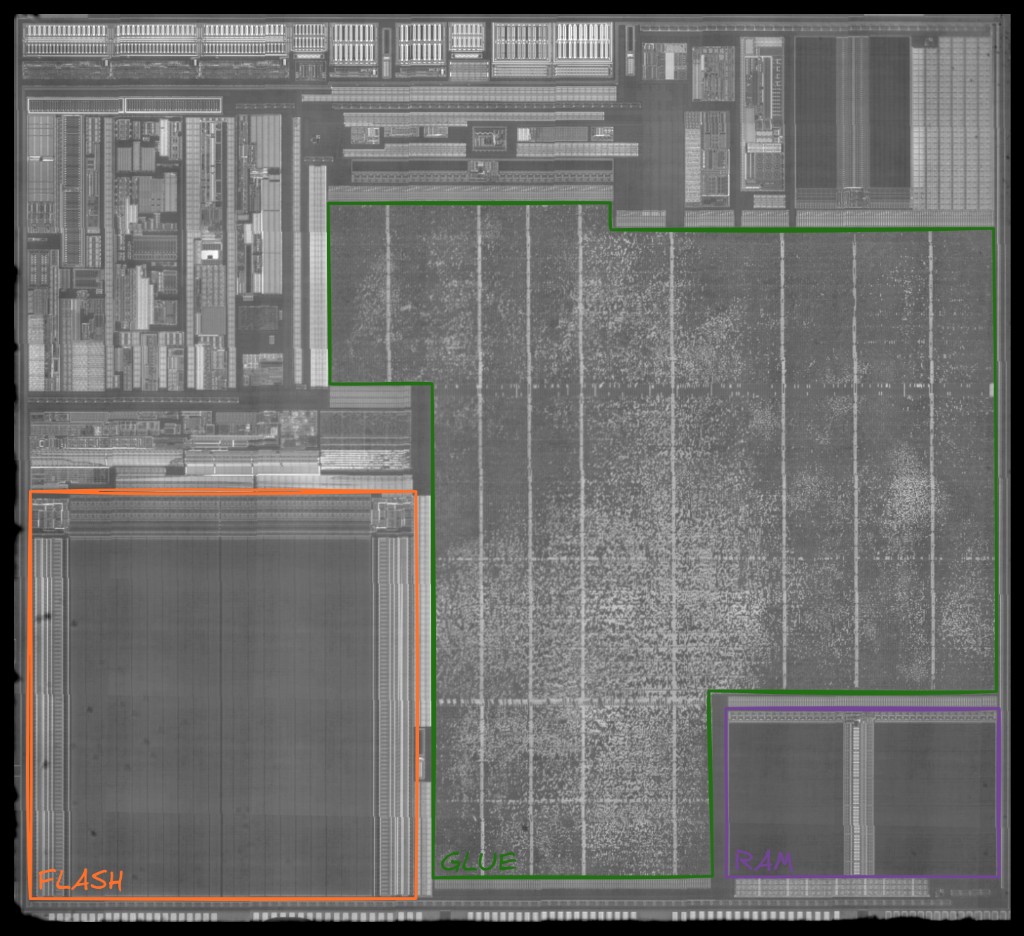 Backside infrared image of Samsung S3D232A die.